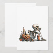 Menu Squelette avec citrouille et boire. Halloween (Devant / Derrière)