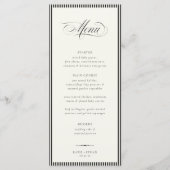 Menu STATELY Calligraphy Stripes Wedding (Devant)