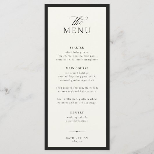 Menu STATELY CALLIGRAPHY Wedding (Devant)