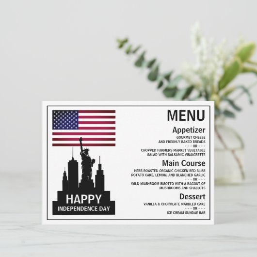 Menu Statue de la Liberté, Fête de l'Indépendance (Debout devant)