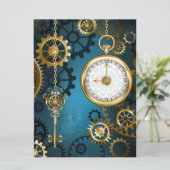 Menu Steampunk Arrière - plan turquoise avec Gears (Debout devant)