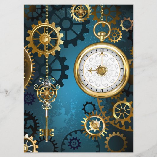 Menu Steampunk Arrière - plan turquoise avec Gears (Devant)