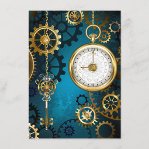 Menu Steampunk Arrière - plan turquoise avec Gears