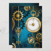 Menu Steampunk Arrière - plan turquoise avec Gears (Devant / Derrière)
