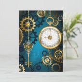 Menu Steampunk Arrière - plan turquoise avec Gears (Debout devant)