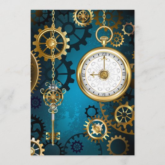 Menu Steampunk Arrière - plan turquoise avec Gears (Devant)