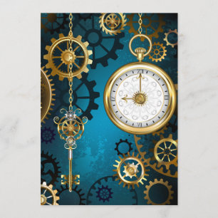 Menu Steampunk turquoise Background with Gears