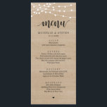 Menu String Lights Brown Bois Mariage Eloping Dîner<br><div class="desc">Bois Brown Rustique Moderne,  Chaînes Lights Mariage Elopement Diner Carte Menu. Customisez facilement et personnalisez-vous selon vos besoins,  et vos invités de dîner seront ravis quand ils verront ce menu de dîner parfait et élégant.</div>