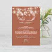 Menu String Lights Terracotta Floral Mariage (Debout devant)