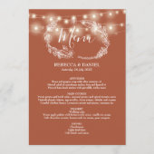 Menu String Lights Terracotta Floral Mariage (Devant)