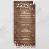 Menu String Lights Wood Rustic Winter Wedding (Voorkant / Achterkant)
