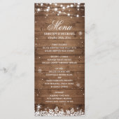 Menu String Lights Wood Rustic Winter Wedding (Voorkant)