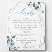 Menu Stusty Blue Floral Wedding Reception Bar 2 Fotoplaat (Voorkant)