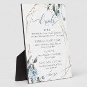 Menu Stusty Blue Floral Wedding Reception Bar Fotoplaat (Zijkant)