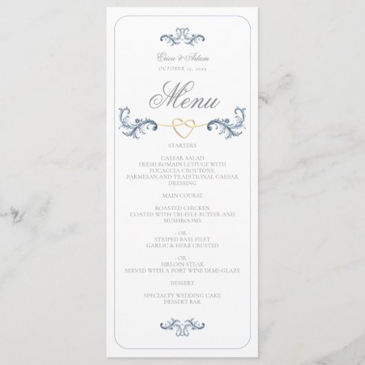 menu Stusty Blue Wedding (Voorkant)