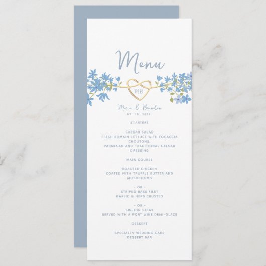 Menu Stusty Blue Wedding (Voorkant / Achterkant)