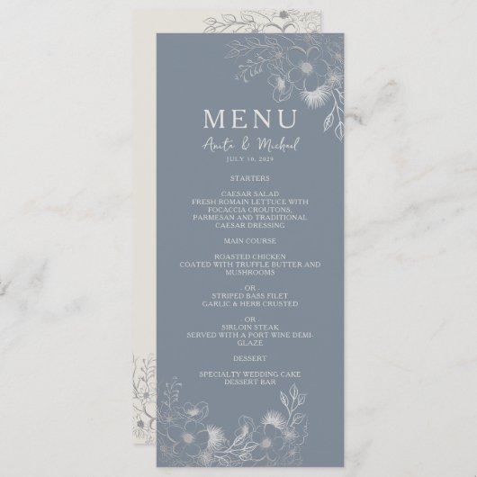 menu Stusty Blue Wedding (Voorkant / Achterkant)