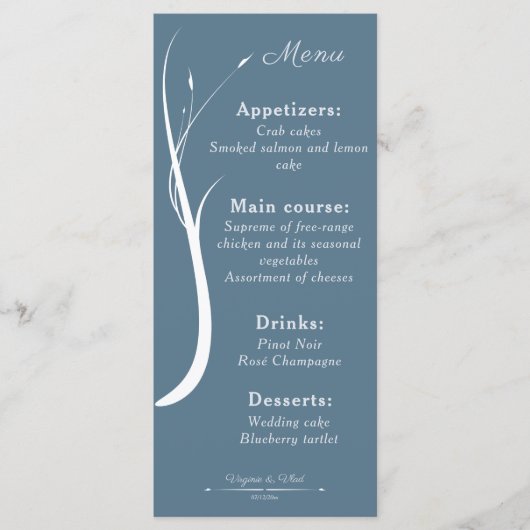 Menu Stusty Blue Wedding (Voorkant)