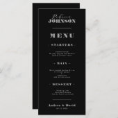 Menu Style Bold Script typographie Nom du client Mariag (Devant / Derrière)