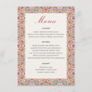 Menu Style géométrique Étincelles Mariage métallique en