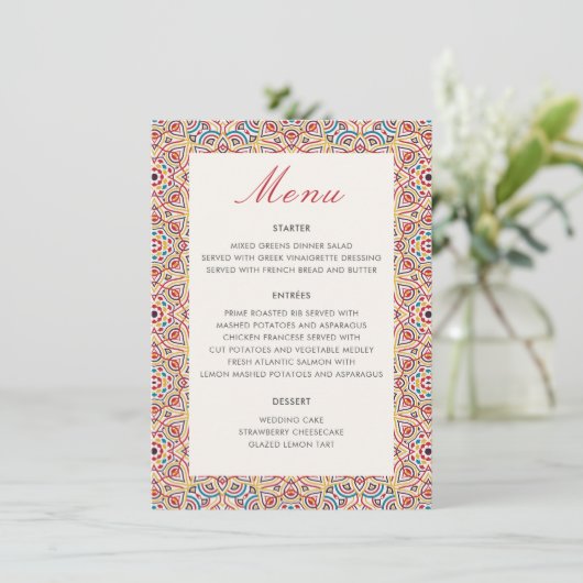 Menu Style géométrique Étincelles Mariage métallique en (Debout devant)