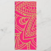 Menu Style indien rose or couleur Mariage chic (Dos)