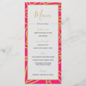 Menu Style indien rose or couleur Mariage chic (Devant)