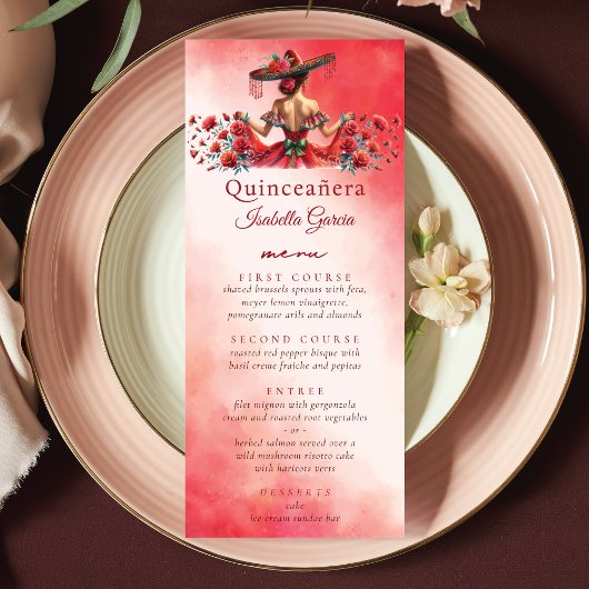 Menu Style mexicain Quinceañera Rouge