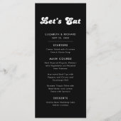 Menu Style Retro Noir & Blanc Mangeons Mariage (Devant)