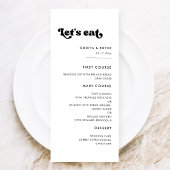 Menu Style rétro noir & blanc Mangeons mariage