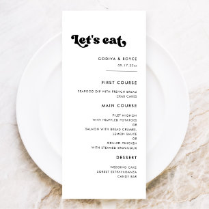 Menu Style rétro noir & blanc Mangeons mariage