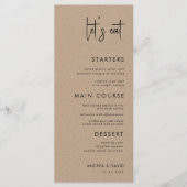 Menu Style rustique Kraft Mangeons Script Simple Mariag (Devant)
