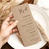 Menu Style rustique Kraft Mangeons Script Simple Mariag