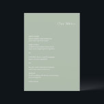 Menu Style Sage Green Mariage moderne<br><div class="desc">Menu de mariage moderne au design simple mais élégant.</div>