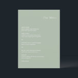 Menu Style Sage Green Mariage moderne<br><div class="desc">Menu de mariage moderne au design simple mais élégant.</div>