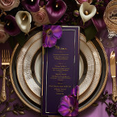 Menu Stylish Luminous Violets Purple Floral Wedding