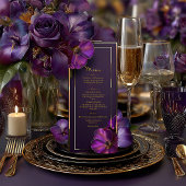 Menu Stylish Luminous Violets Purple Floral Wedding