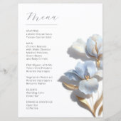 Menu Stylized 3D Lily Flowers Blue Gold (Devant)