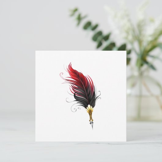 Menu Stylo rouge en plumes avec nib or (Debout devant)