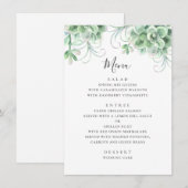 Menu Succulentes aquarelle. Mariage de cactus de verdur (Devant / Derrière)