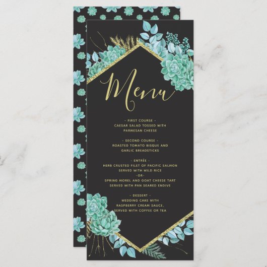 Menu Succulents Gold Frame N'importe quel Mariage de co (Devant / Derrière)