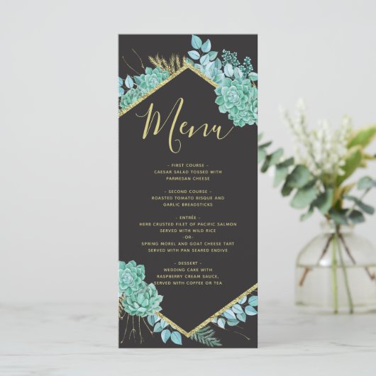 Menu Succulents Gold Frame N'importe quel Mariage de co (Debout devant)