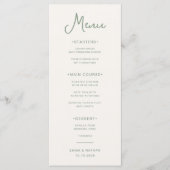 Menu Sucré et capricieux | Mariage ivoire et sel vert (Devant)