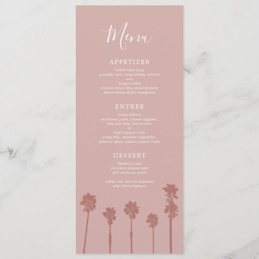 Menu Suite Mariage Romance Palm Tree (Dos)