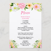 Menu Summer Pink and Yellow Flowers Wedding (Devant)