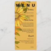 Menu Sunflower jaune Jolie fête de mariage florale (Devant)