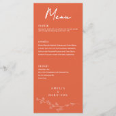 Menu Sunset Orange Formel Mariage Élégant (Devant)