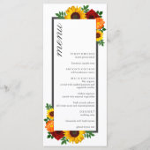 Menu Sunset Sunflower Rose Floral Mariage (Devant)