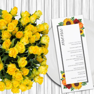 Menu Sunset Sunflower Rose Floral Mariage
