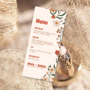 Menu Super Floral Vintage Mariage rétro